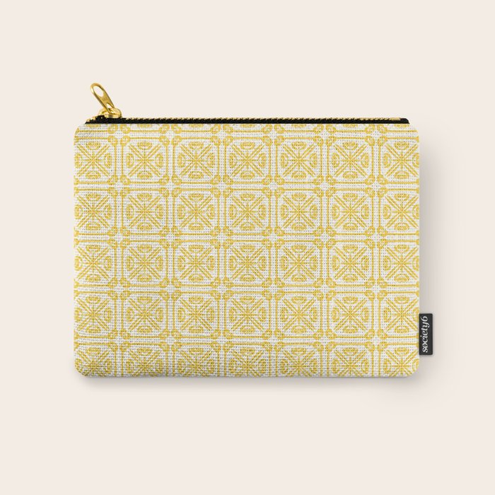 Nouveau Spanish Tile Pattern in Yellow and Cream Carry All Pouch Gallery Image 1