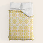 Nouveau Spanish Tile Pattern in Yellow and Cream Duvet Cover Gallery Image 6