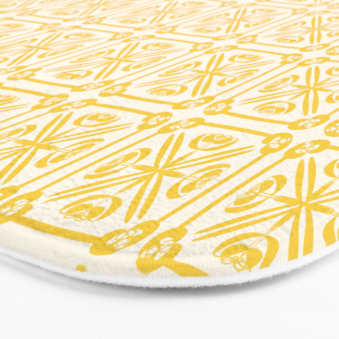 Nouveau Spanish Tile Pattern in Yellow and Cream Bath Mat Gallery Image 3