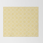 Nouveau Spanish Tile Pattern in Yellow and Cream Throw Blanket Gallery Image 2