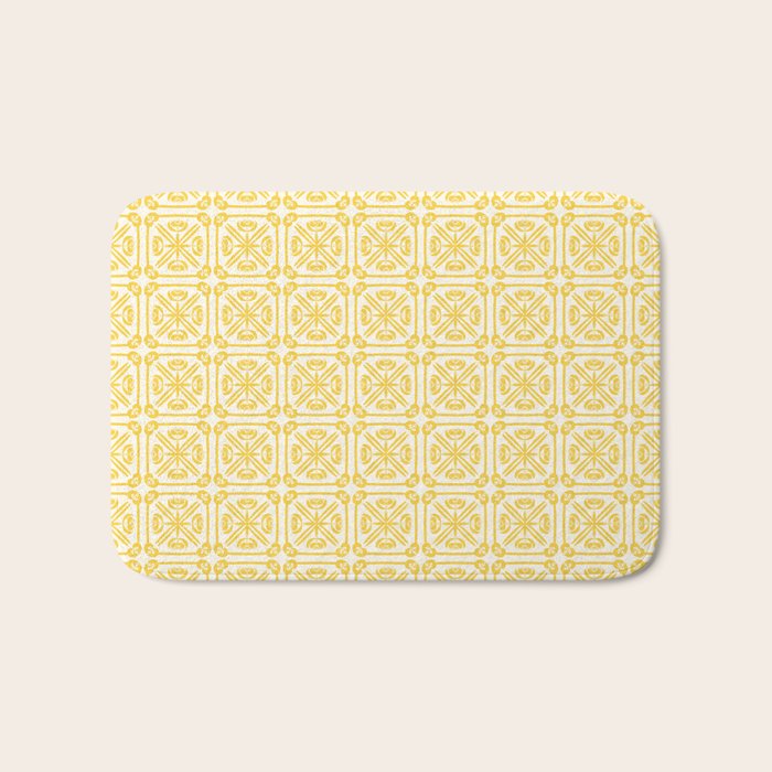 Nouveau Spanish Tile Pattern in Yellow and Cream Bath Mat Gallery Image 1