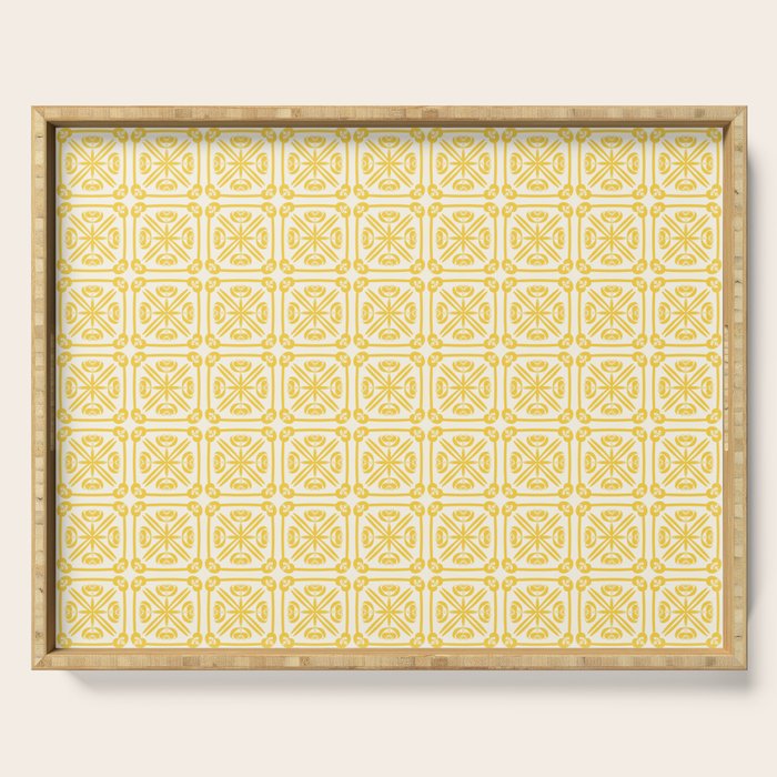 Nouveau Spanish Tile Pattern in Yellow and Cream Serving Tray Gallery Image 1
