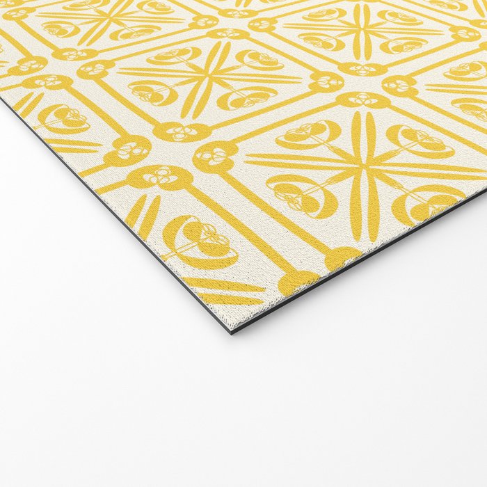 Nouveau Spanish Tile Pattern in Yellow and Cream Welcome Mat Gallery Image 2