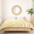 Nouveau Spanish Tile Pattern in Yellow and Cream Duvet Cover Gallery Image 3