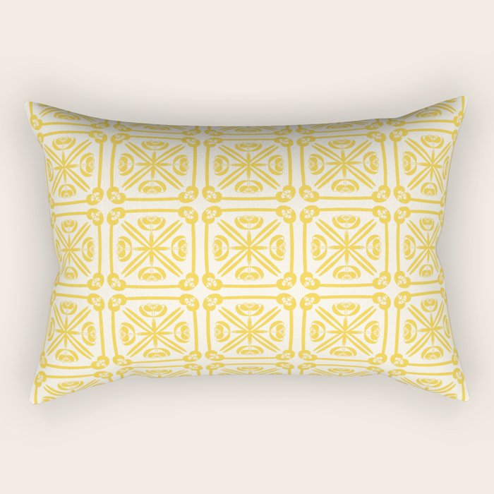 Nouveau Spanish Tile Pattern in Yellow and Cream Rectangular Pillow Gallery Image 2