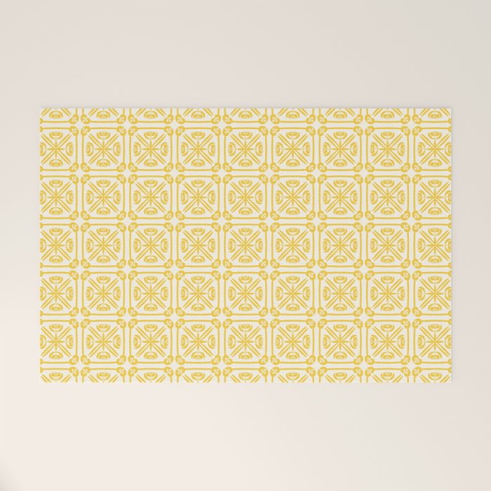 Nouveau Spanish Tile Pattern in Yellow and Cream Welcome Mat Gallery Image 1