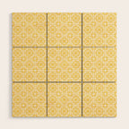 Nouveau Spanish Tile Pattern in Yellow and Cream Wood Wall Art Gallery Image 1
