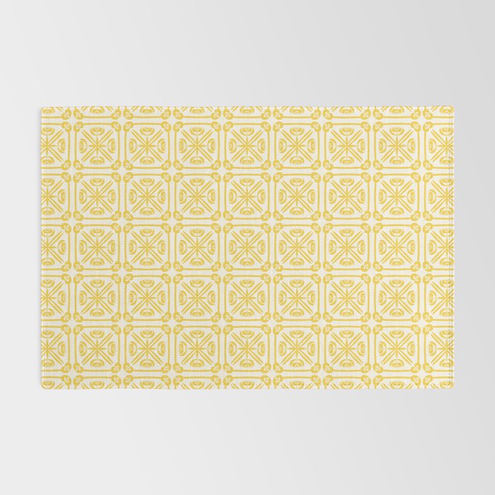 Nouveau Spanish Tile Pattern in Yellow and Cream Rug Gallery Image 2