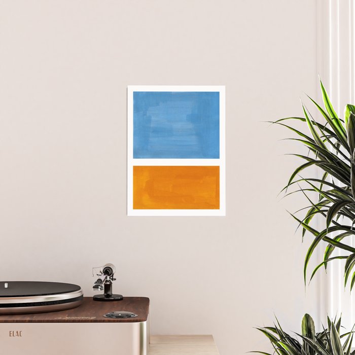 Rothko Minimalist Abstract Mid Century Color Black Square Periwinkle Yellow Ochre Poster Gallery Image 2