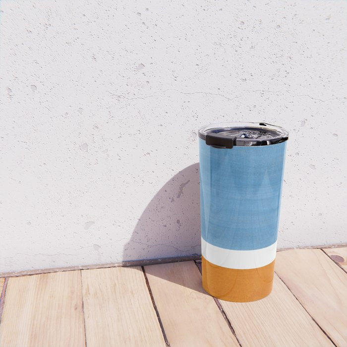 Rothko Minimalist Abstract Mid Century Color Black Square Periwinkle Yellow Ochre Travel Mug Gallery Image 4