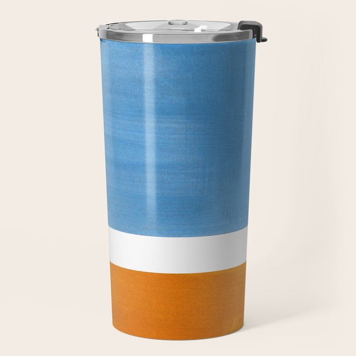 Rothko Minimalist Abstract Mid Century Color Black Square Periwinkle Yellow Ochre Travel Mug Gallery Image 2