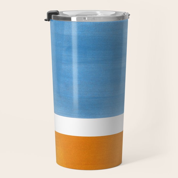Rothko Minimalist Abstract Mid Century Color Black Square Periwinkle Yellow Ochre Travel Mug Gallery Image 3
