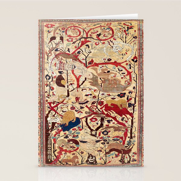 Heriz Azerbaijan Northwest Persian Silk Animal Rug Print Stationery Card Gallery Image 2