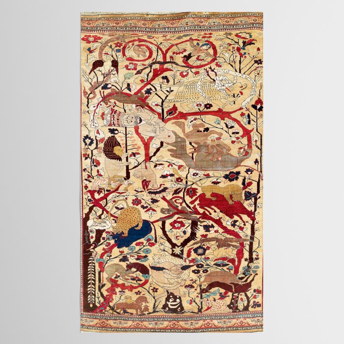 Heriz Azerbaijan Northwest Persian Silk Animal Rug Print Tablecloth Gallery Image 2