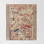 Heriz Azerbaijan Northwest Persian Silk Animal Rug Print Throw Blanket Gallery Image 2