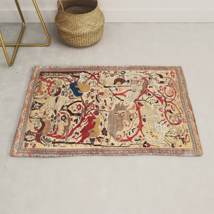 Heriz Azerbaijan Northwest Persian Silk Animal Rug Print Rug Gallery Image 1