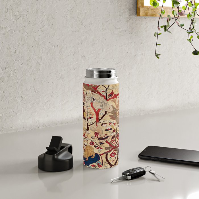 Heriz Azerbaijan Northwest Persian Silk Animal Rug Print Water Bottle Gallery Image 4