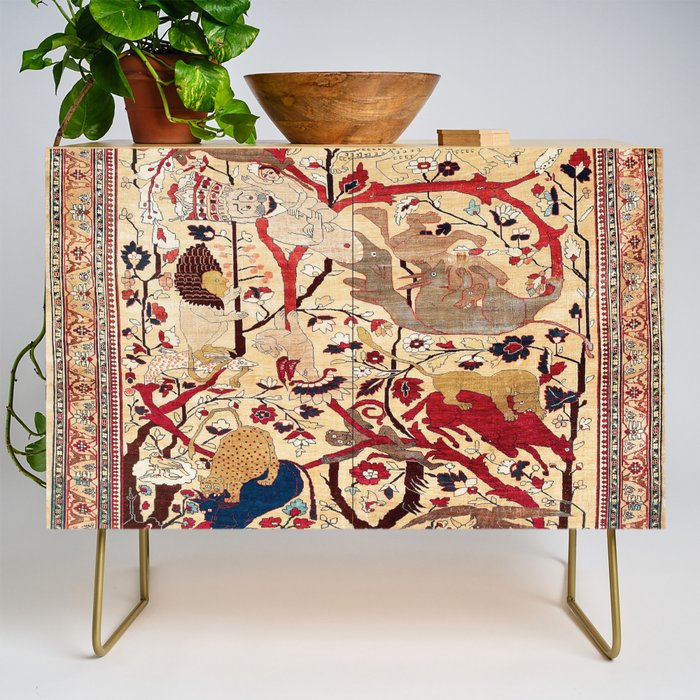 Heriz Azerbaijan Northwest Persian Silk Animal Rug Print Credenza Gallery Image 1