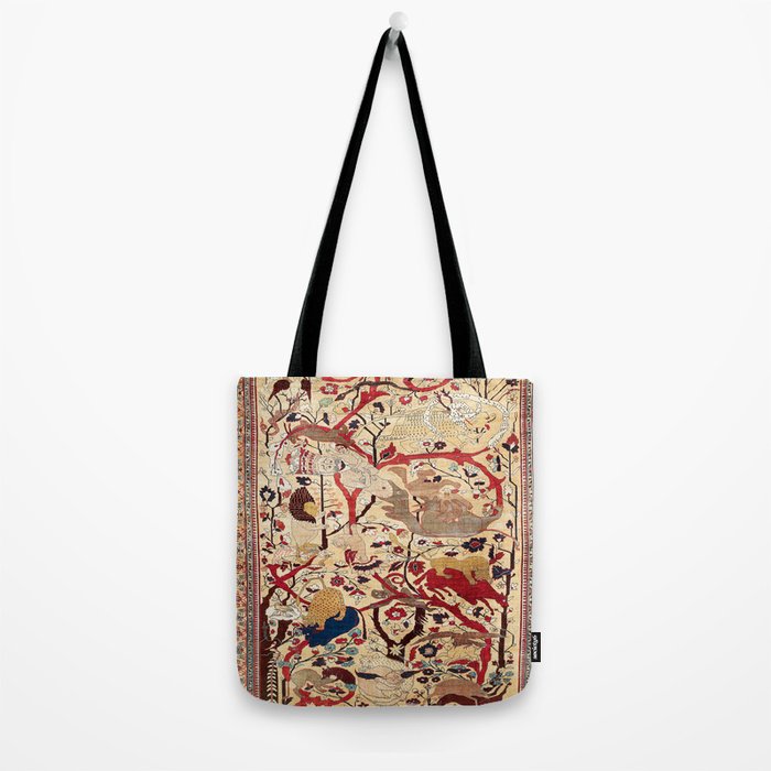 Heriz Azerbaijan Northwest Persian Silk Animal Rug Print Tote Bag Gallery Image 2