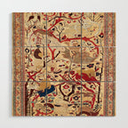 Heriz Azerbaijan Northwest Persian Silk Animal Rug Print Wood Wall Art Gallery Image 1