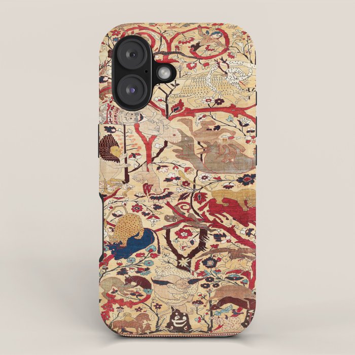 Heriz Azerbaijan Northwest Persian Silk Animal Rug Print iPhone Case Gallery Image 1