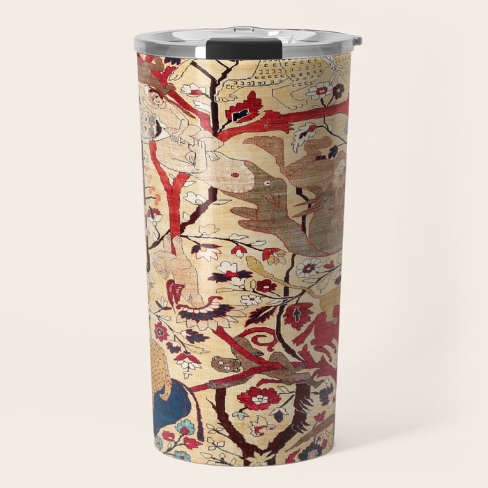 Heriz Azerbaijan Northwest Persian Silk Animal Rug Print Travel Mug Gallery Image 1
