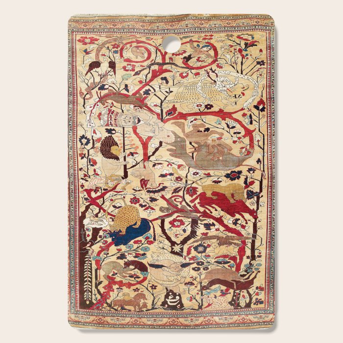 Heriz Azerbaijan Northwest Persian Silk Animal Rug Print Cutting Board Gallery Image 1