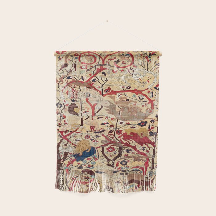 Heriz Azerbaijan Northwest Persian Silk Animal Rug Print Wall Hanging Gallery Image 1