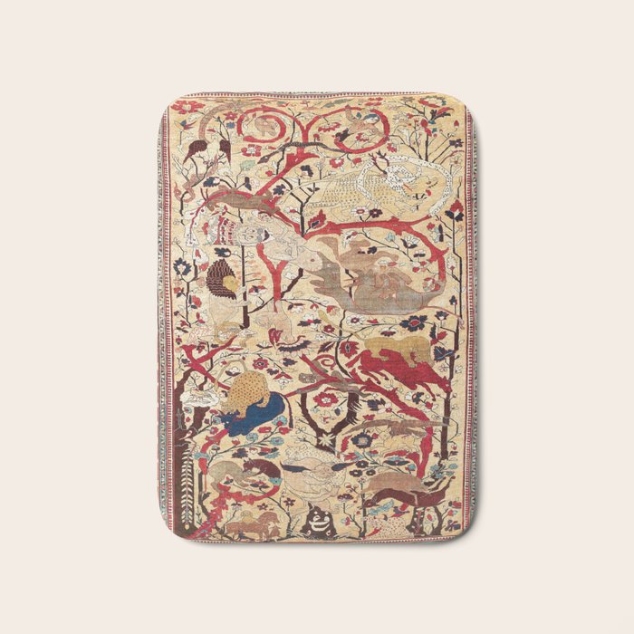 Heriz Azerbaijan Northwest Persian Silk Animal Rug Print Bath Mat Gallery Image 1