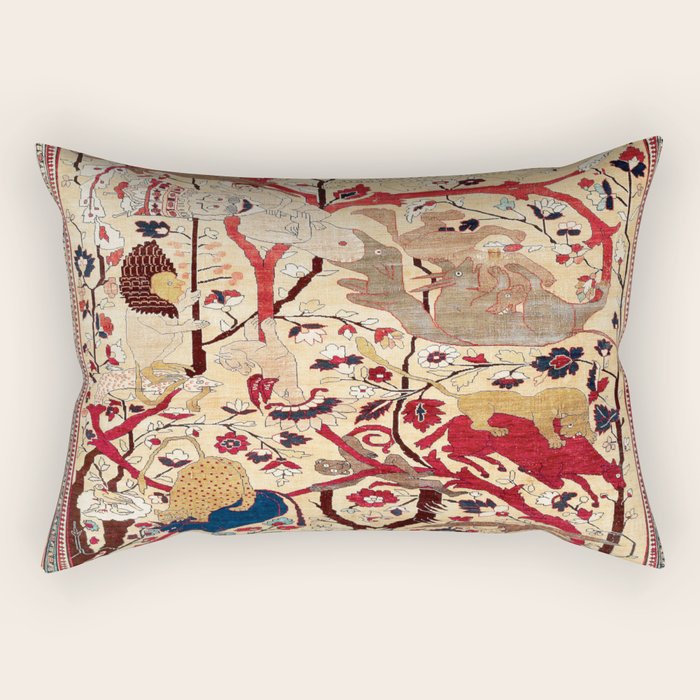 Heriz Azerbaijan Northwest Persian Silk Animal Rug Print Rectangular Pillow Gallery Image 2