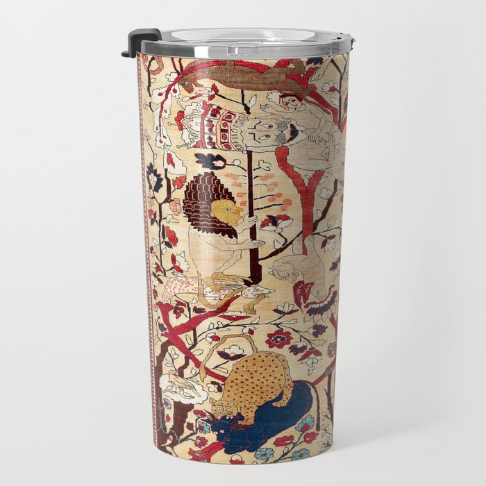 Heriz Azerbaijan Northwest Persian Silk Animal Rug Print Travel Mug Gallery Image 3