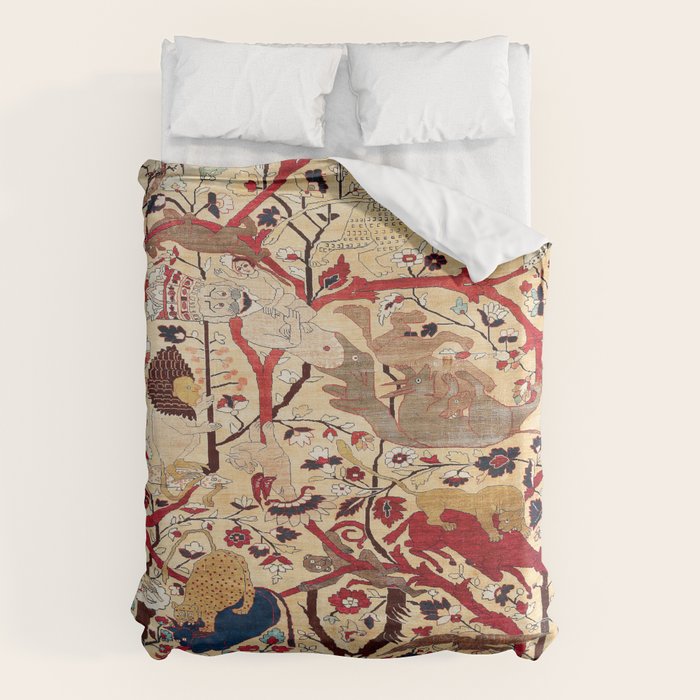Heriz Azerbaijan Northwest Persian Silk Animal Rug Print Duvet Cover Gallery Image 6