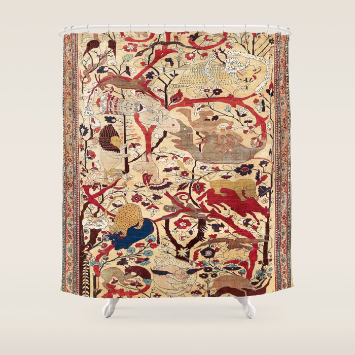 Heriz Azerbaijan Northwest Persian Silk Animal Rug Print Shower Curtain Gallery Image 1