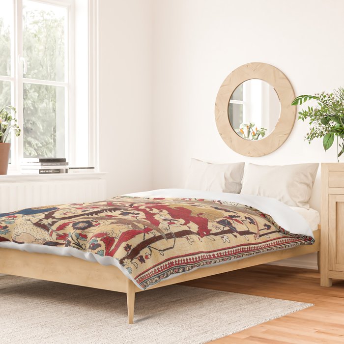 Heriz Azerbaijan Northwest Persian Silk Animal Rug Print Duvet Cover Gallery Image 2
