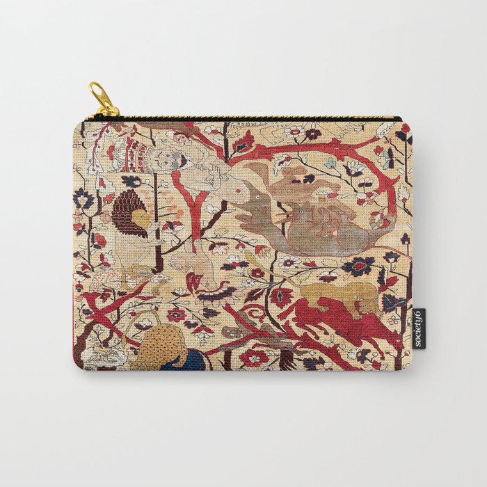 Heriz Azerbaijan Northwest Persian Silk Animal Rug Print Carry All Pouch Gallery Image 1