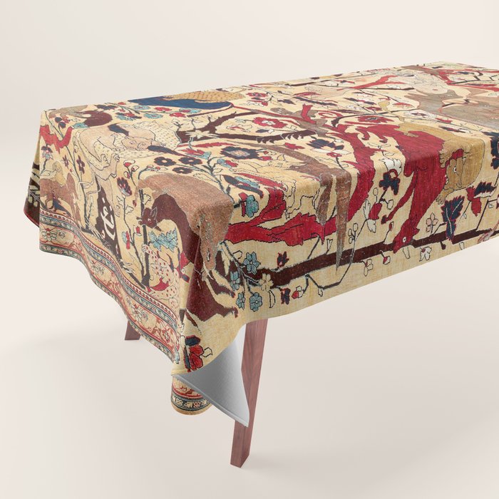 Heriz Azerbaijan Northwest Persian Silk Animal Rug Print Tablecloth Gallery Image 1