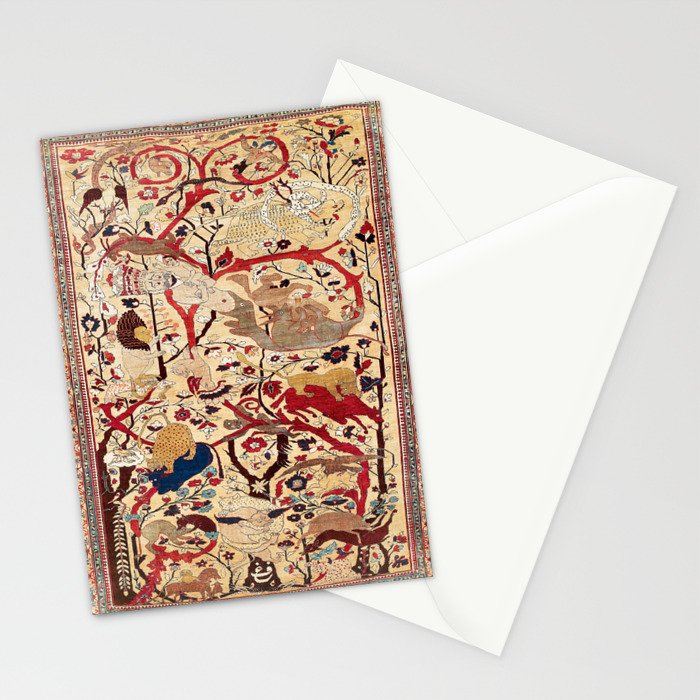 Heriz Azerbaijan Northwest Persian Silk Animal Rug Print Stationery Card Gallery Image 2