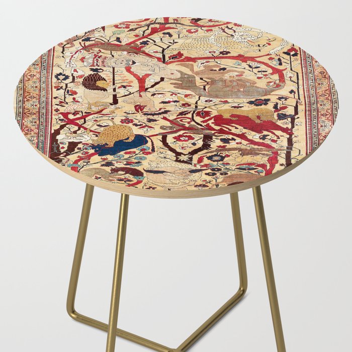 Heriz Azerbaijan Northwest Persian Silk Animal Rug Print Side Table Gallery Image 2