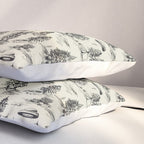 Black Alien Abduction Toile De Jouy Pattern Pillow Sham Gallery Image 3