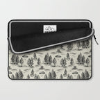 Black Alien Abduction Toile De Jouy Pattern Laptop Sleeve Gallery Image 2