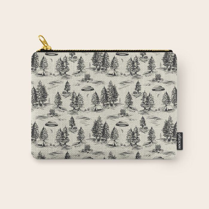 Black Alien Abduction Toile De Jouy Pattern Carry All Pouch Gallery Image 1