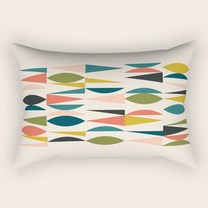 Mid Century Modern Abstract Colorful Shapes Funky Cool Minimalist Pattern Rectangular Pillow Gallery Image 1