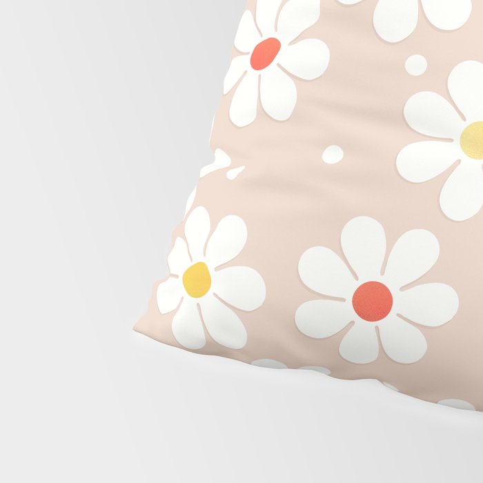 Seventies Daisies Pattern Pillow Sham Gallery Image 4