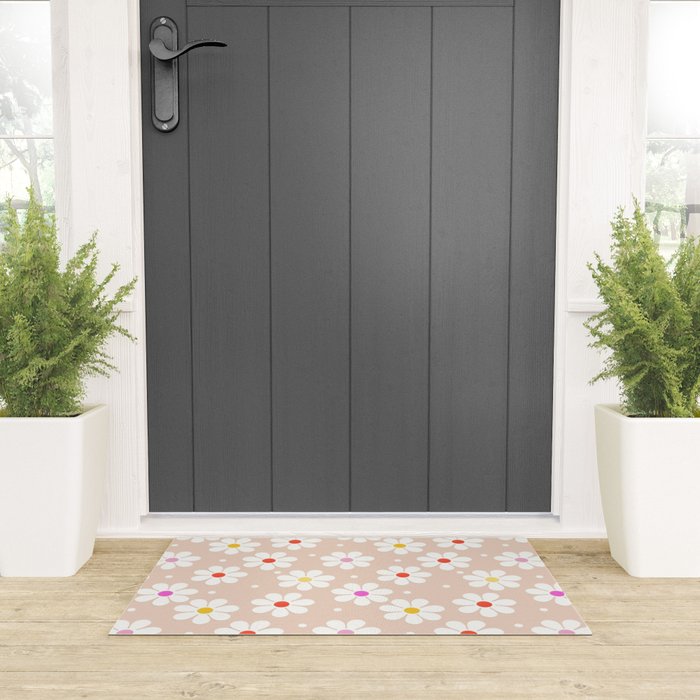 Seventies Daisies Pattern Welcome Mat Gallery Image 3