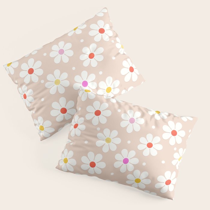 Seventies Daisies Pattern Pillow Sham Gallery Image 3
