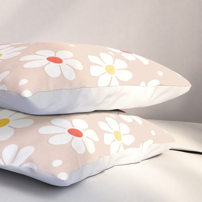 Seventies Daisies Pattern Pillow Sham Gallery Image 3