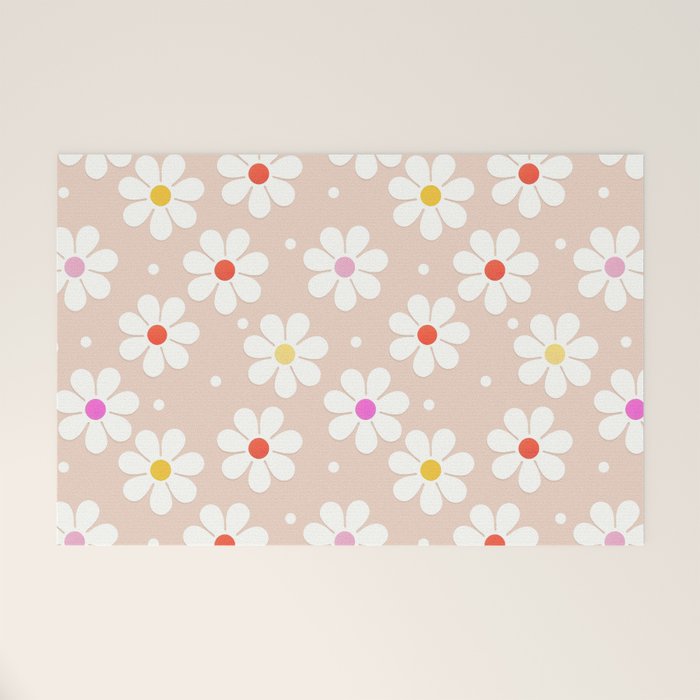 Seventies Daisies Pattern Welcome Mat Gallery Image 1