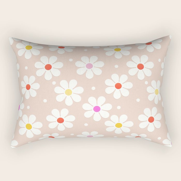 Seventies Daisies Pattern Rectangular Pillow Gallery Image 2