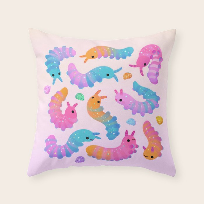 Sour velvet worm and Gummy water bear Throw Pillow Gallery Image 1