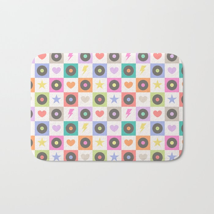 Colorful Checkerboard 80s - Pastel Colors Bath Mat Gallery Image 1